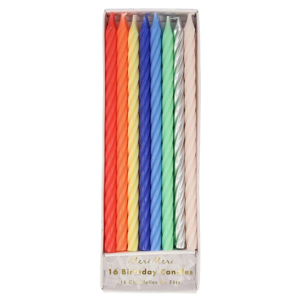 Multi Neon Twisted Candles - Ralph and Luna Party Shop