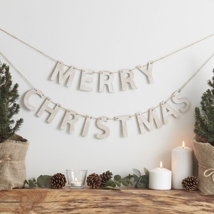 Rustic Wooden Merry Christmas Bunting - Ralph and Luna Party Shop