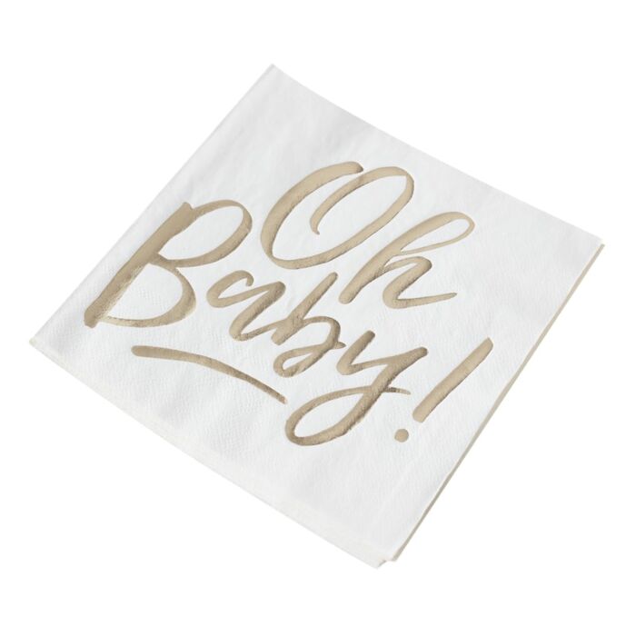 Oh Baby! Gold Foiled Napkins - Ralph and Luna Party Shop