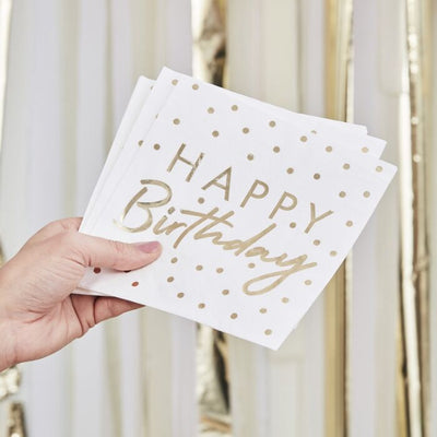 Mix It Up Gold Foiled Happy Birthday Napkins - Ralph and Luna Party Shop
