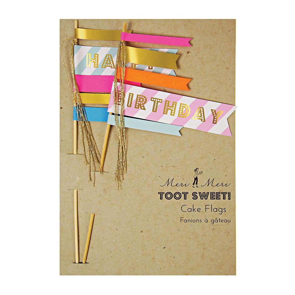 Birthday Flag Cake Toppers - Ralph and Luna Party Shop