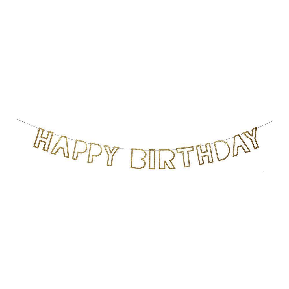 Happy Birthday Gold Garland - Ralph and Luna Party Shop