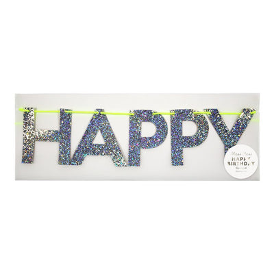 Happy Birthday Silver Garland - Ralph and Luna Party Shop