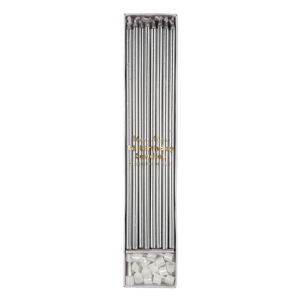 Silver Long Candles - Ralph and Luna Party Shop