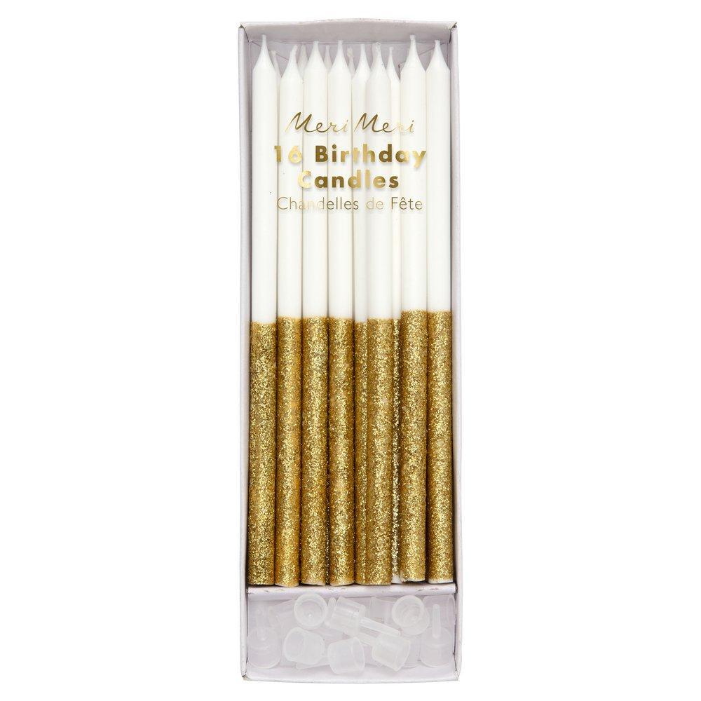 Gold Glitter Dipped Candles - Ralph and Luna Party Shop
