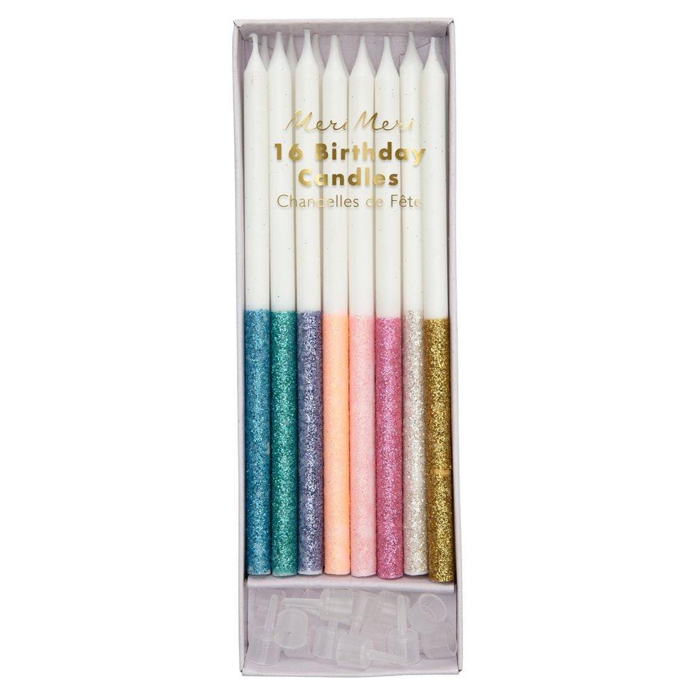 Multicolor Dipped Glitter Candles - Ralph and Luna Party Shop