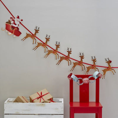 Reindeer & Santa Sleigh Christmas Bunting - Ralph and Luna Party Shop