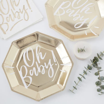 Oh Baby! Gold Plates - Ralph and Luna Party Shop