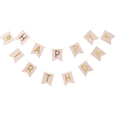 Pink & Gold Foil Happy Birthday Bunting - Ralph and Luna Party Shop