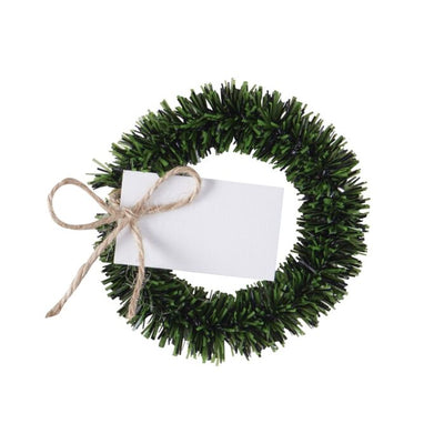 Mini Tinsel Christmas Wreath Name Place Cards - Ralph and Luna Party Shop