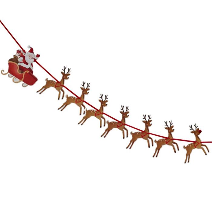 Reindeer & Santa Sleigh Christmas Bunting - Ralph and Luna Party Shop