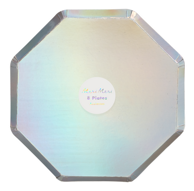 Silver Holographic Dinner Plates - Ralph and Luna Party Shop