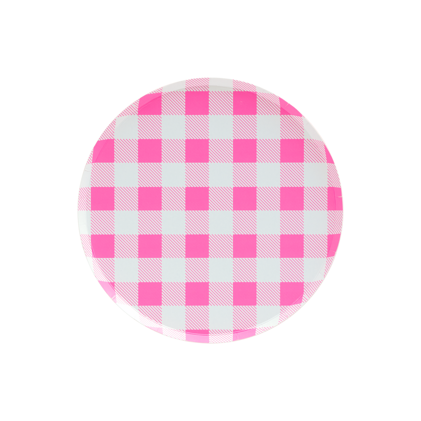 Neon Rose Pink Gingham Small Paper Party Plates - Ralph and Luna Party Shop