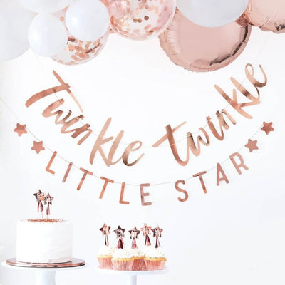 Twinkle Twinkle Rose Gold Bunting - Ralph and Luna Party Shop