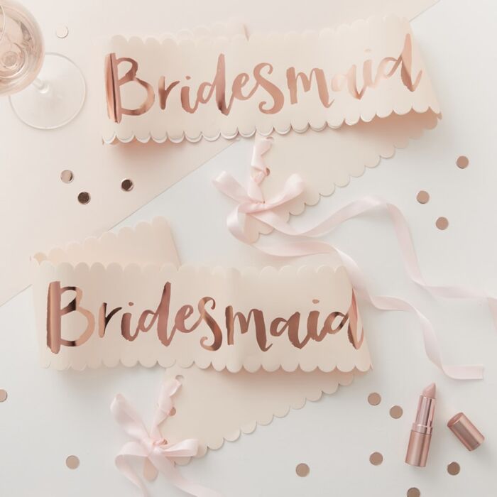 PINK AND ROSE GOLD BRIDESMAID SASHES - 2 PACK - Ralph and Luna Party Shop