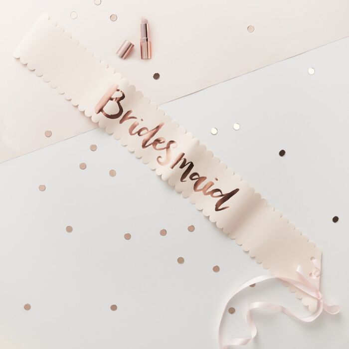PINK AND ROSE GOLD BRIDESMAID SASHES - 2 PACK - Ralph and Luna Party Shop