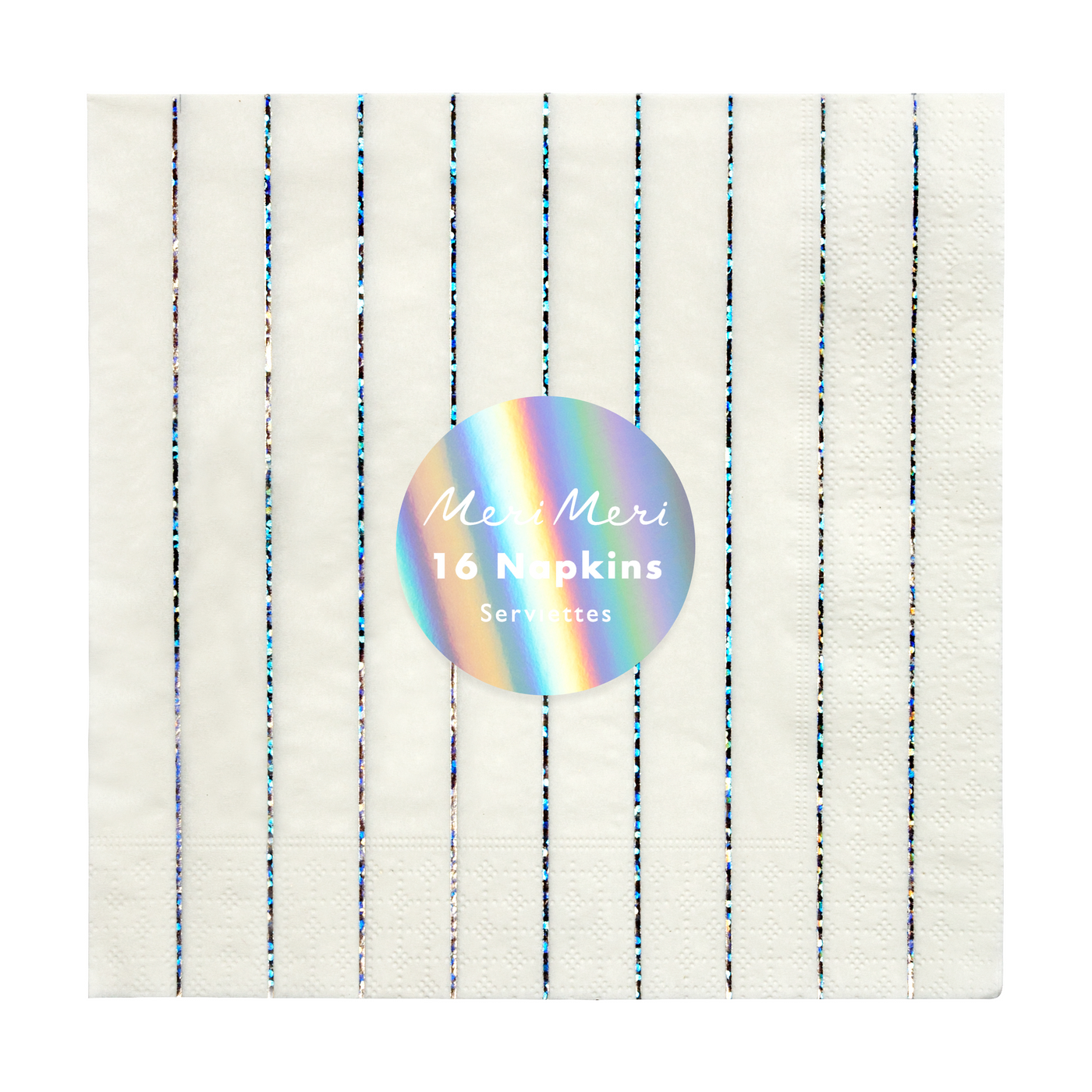 Silver Sparkle Stripe Large Napkins - Ralph and Luna Party Shop