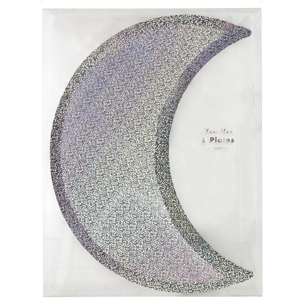 Silver Sparkle Moon Plates - Ralph and Luna Party Shop