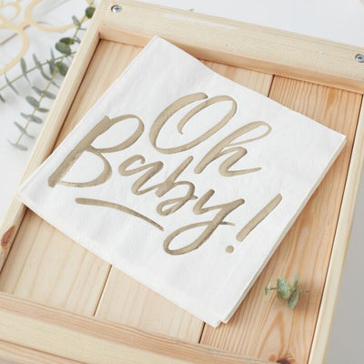 Oh Baby! Gold Foiled Napkins - Ralph and Luna Party Shop