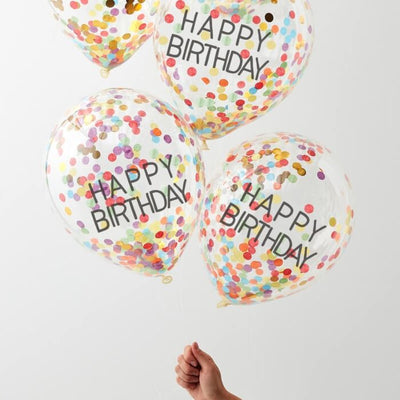 Rainbow Happy Birthday Confetti Balloons - Ralph and Luna Party Shop