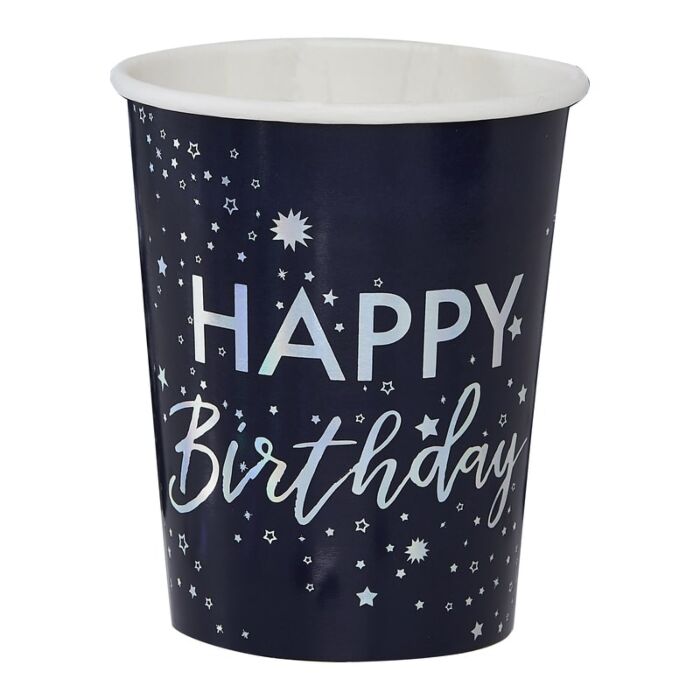 Stargazer Cups Happy Birthday Iridescent - Ralph and Luna Party Shop