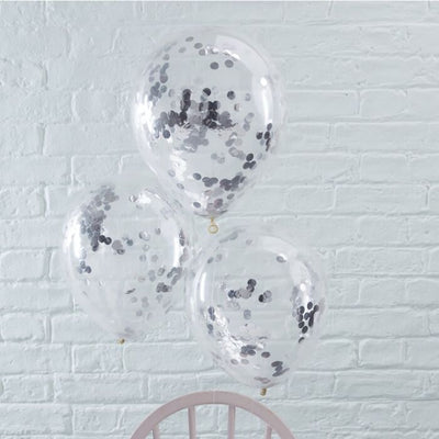 Silver Confetti Balloons - Ralph and Luna Party Shop