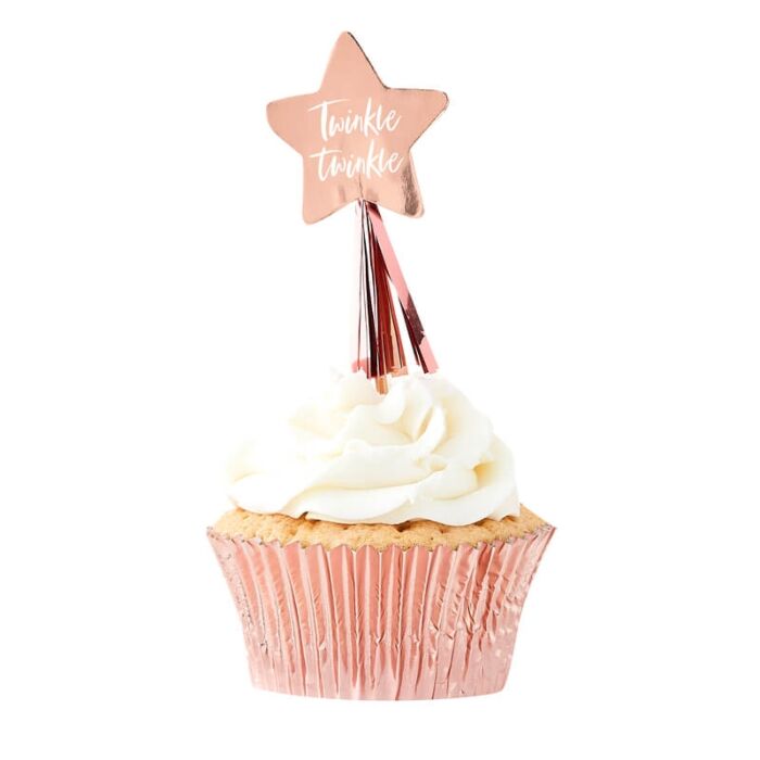 Twinkle Twinkle Rose Gold Cupcake Toppers - Ralph and Luna Party Shop