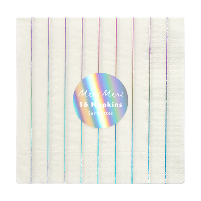 Silver Holographic Stripe Large Napkins - Ralph and Luna Party Shop