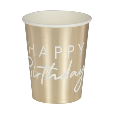 Mix It Up Gold Foiled Happy Birthday Cups - Ralph and Luna Party Shop