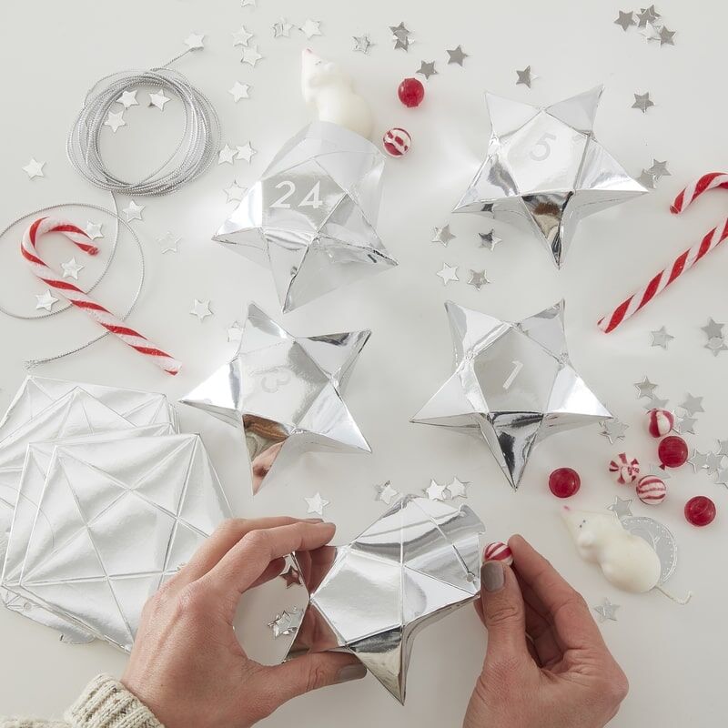 SILVER STAR ADVENT CALENDAR FILL YOUR OWN BOXES