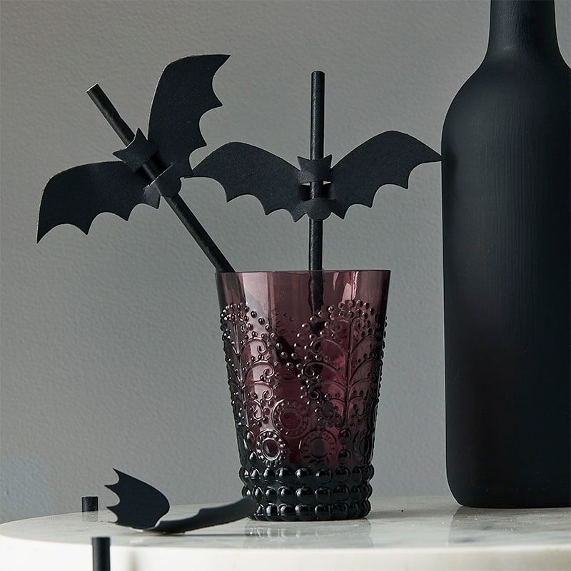 BAT HALLOWEEN PAPER STRAWS