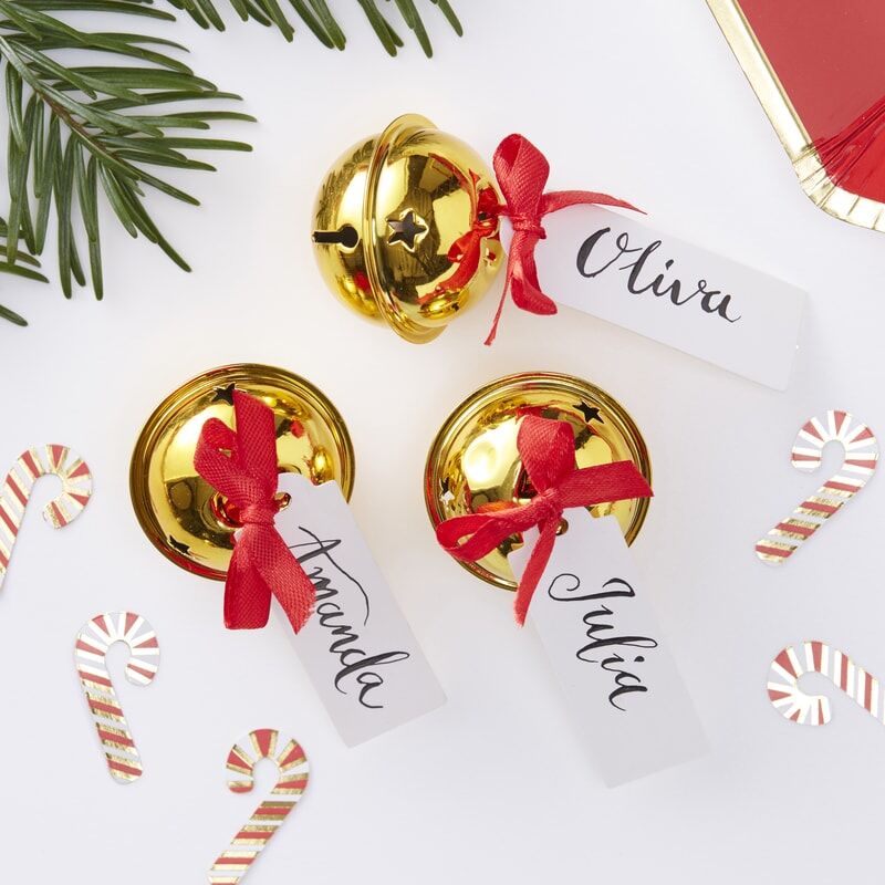 GOLD BELL CHRISTMAS PLACE CARD HOLDERS