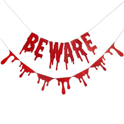 "Beware" Blood Drip Halloween Banner