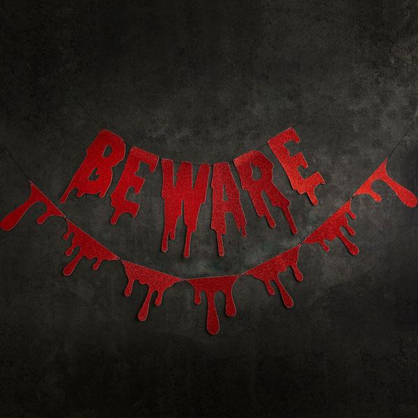 "Beware" Blood Drip Halloween Banner