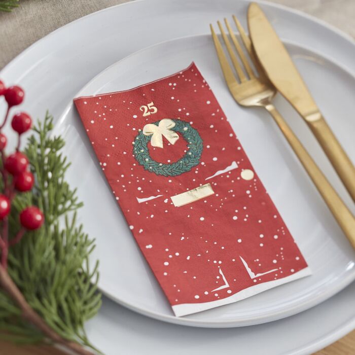 GOLD FOILED CHRISTMAS DOOR NAPKINS