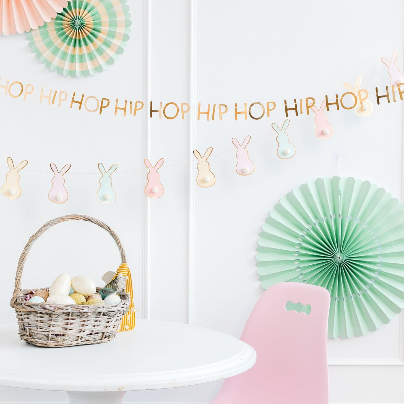 Easter Pastel Bunny Pom Pom Banner