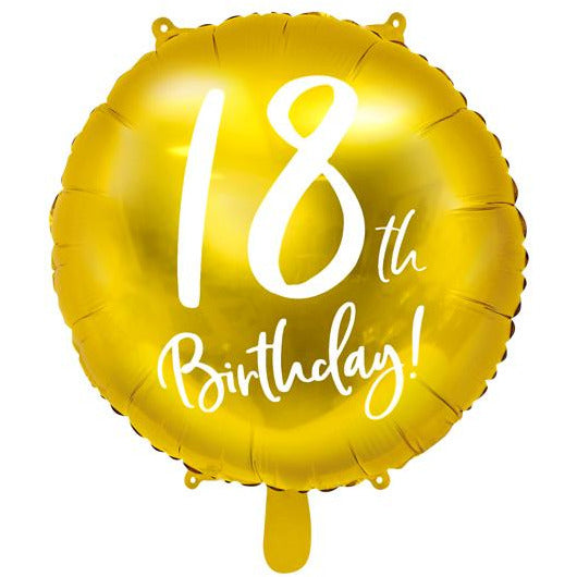 18th Birthday Gold Foil Balloon - Ralph and Luna Party Shop