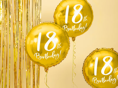 18th Birthday Gold Foil Balloon - Ralph and Luna Party Shop