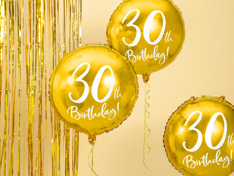 30th Birthday Gold Foil Balloon - Ralph and Luna Party Shop