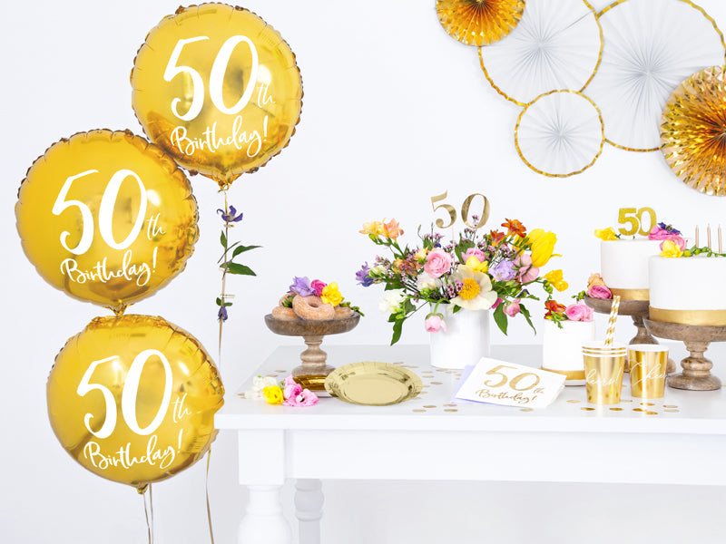 50th Birthday Gold Foil Balloon - Ralph and Luna Party Shop