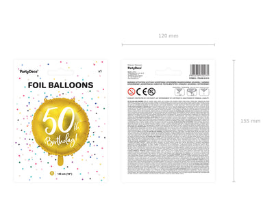 50th Birthday Gold Foil Balloon - Ralph and Luna Party Shop