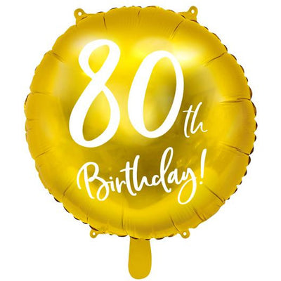 80th Birthday Gold Foil Balloon - Ralph and Luna Party Shop