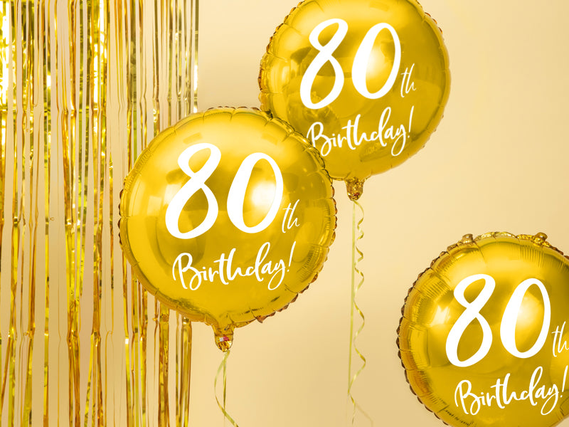 80th Birthday Gold Foil Balloon - Ralph and Luna Party Shop