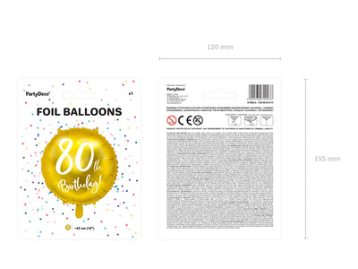 80th Birthday Gold Foil Balloon - Ralph and Luna Party Shop