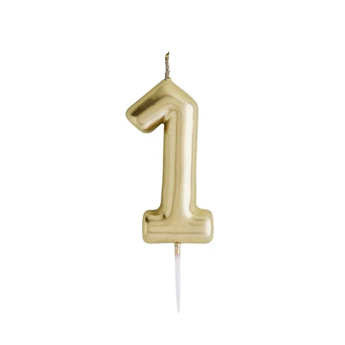Gold Number Candle 1 - Ralph and Luna Party Shop