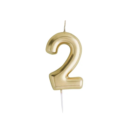 Gold Number Candle 2 - Ralph and Luna Party Shop
