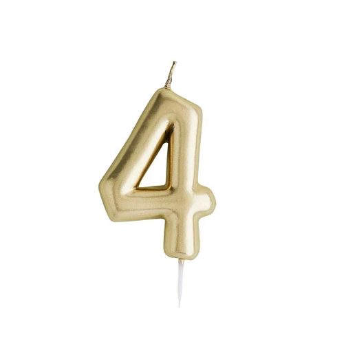 Gold Number Candle 4 - Ralph and Luna Party Shop