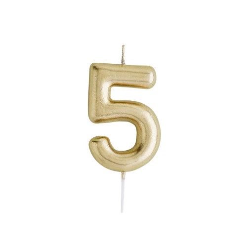 Gold Number Candle 5 - Ralph and Luna Party Shop