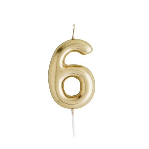 Gold Number Candle 6 - Ralph and Luna Party Shop