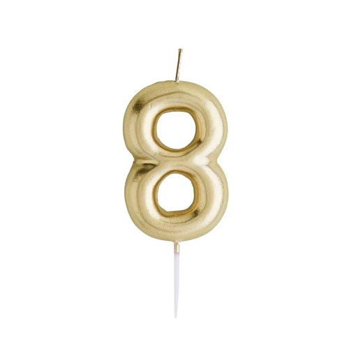 Gold Number Candle 8 - Ralph and Luna Party Shop